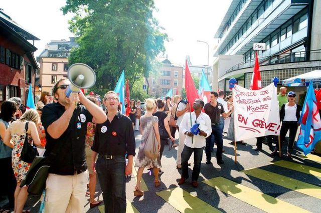 Les employés du SPMI lors de la grève du 29 juin 2010