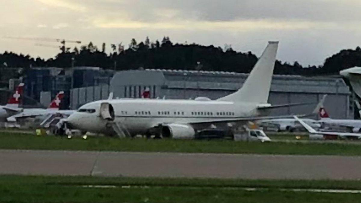 Mit diesem Jet landete die amerikanische Delegation am Mittwochmorgen in Kloten.
