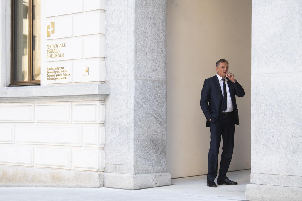 Jerome Valcke devant le Tribunal pénal fédéral à Bellinzone, lors de son procès en appel pour gestion déloyale, le 7 mars 2022.