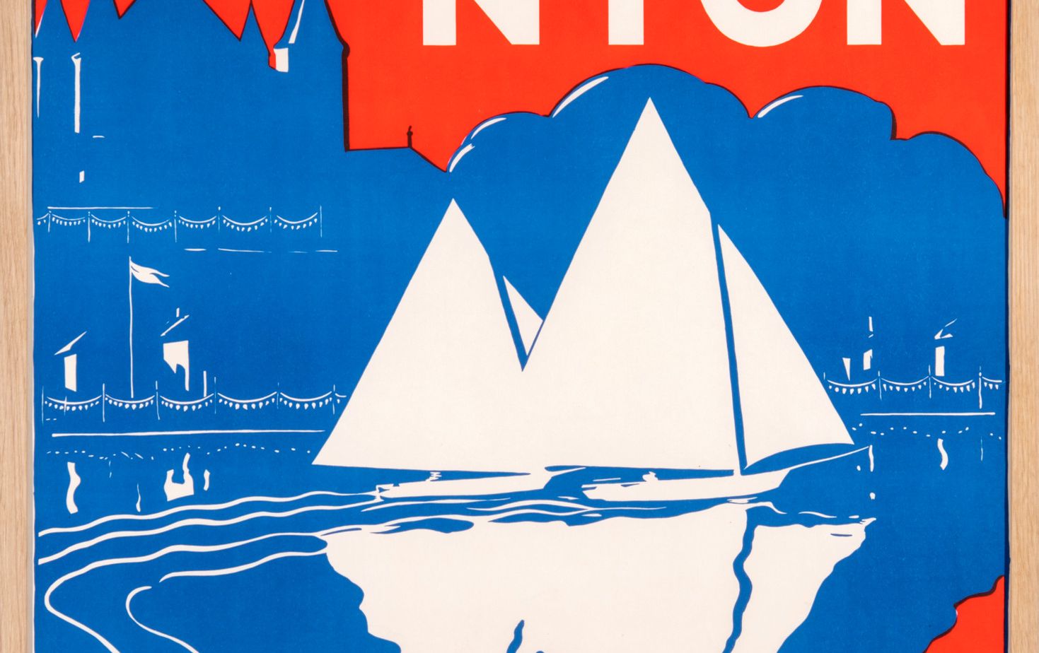 En 1929, un cycle de fêtes communales est organisé afin de clore la récolte de fonds destinée à la construction de la Grande Salle. Les teintes dominantes de l’affiche reprennent les couleurs des armoiries de la ville.