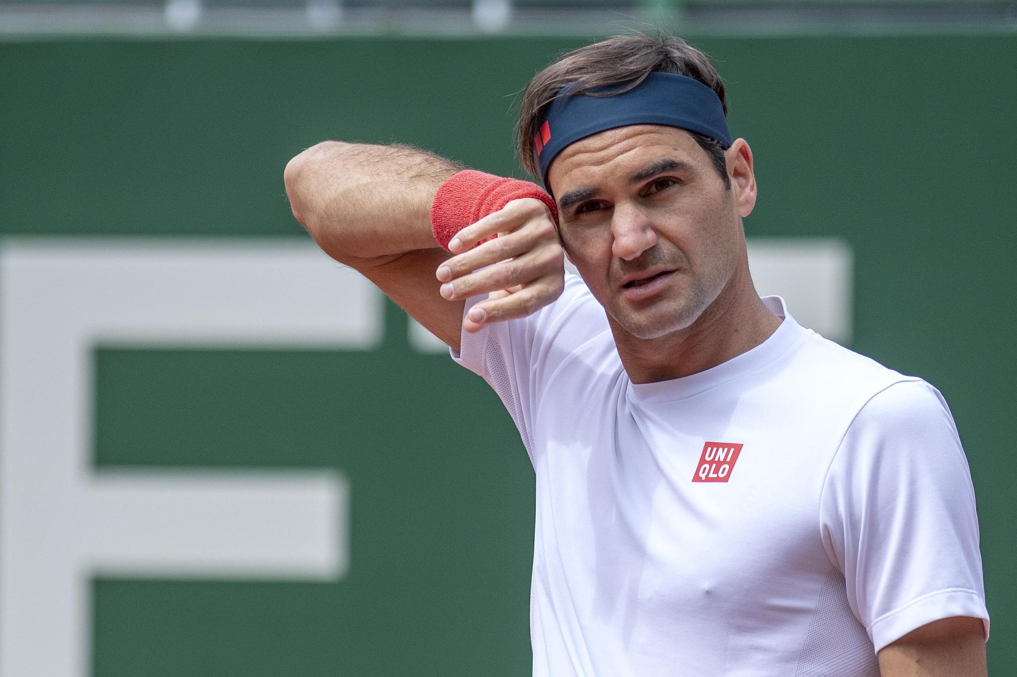 Roger Federer beim Training in Genf