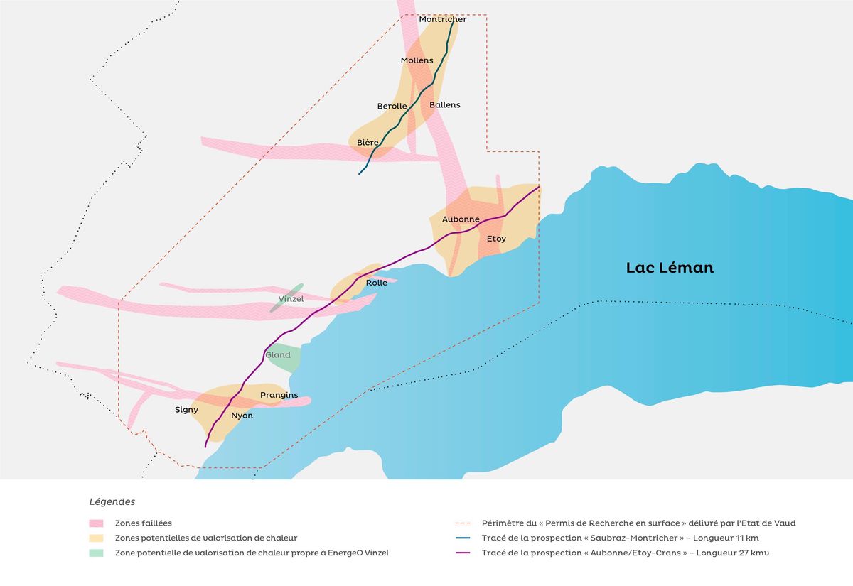 Carte du potentiel géothermique dans la région de la Côte.