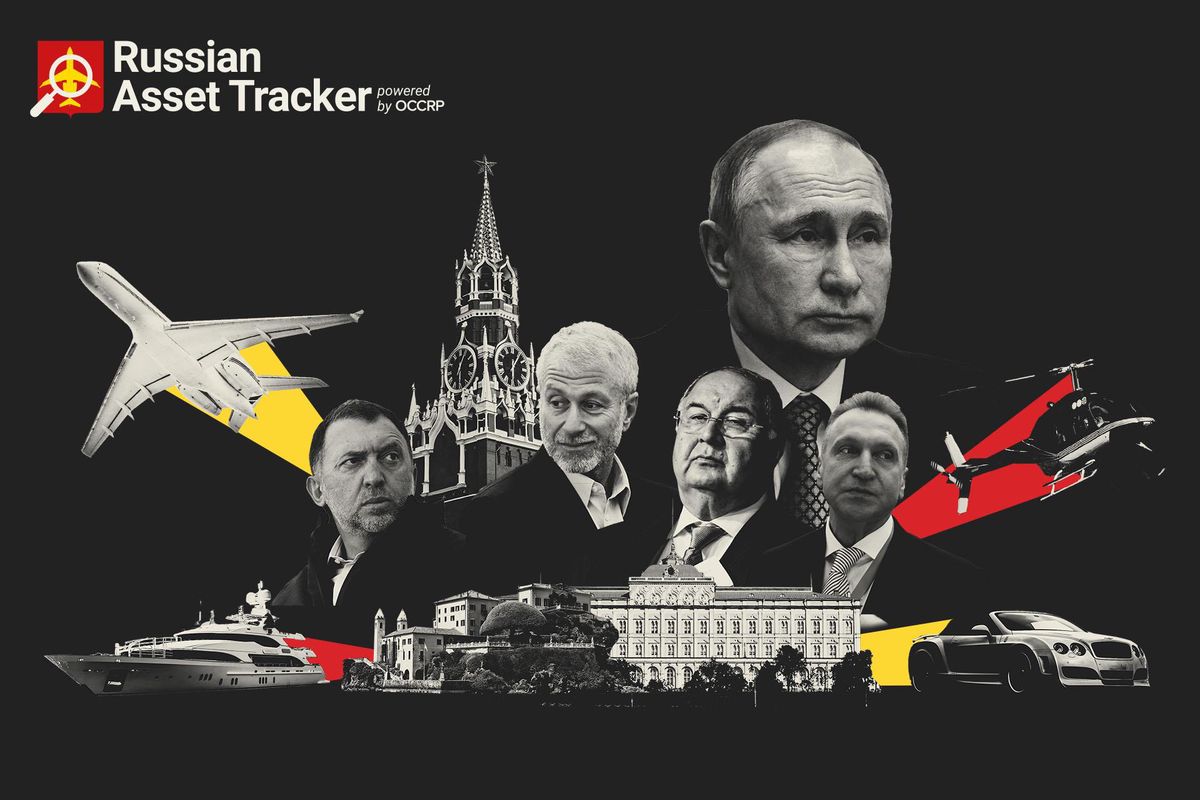 Illustration du «Russia asset tracker» par l’OCCRP. Sous Vladimir Poutine, les oligarques Oleg Deripaska, Roman Abramovich, Alisher Usmanov et Igor Shuvalov. 