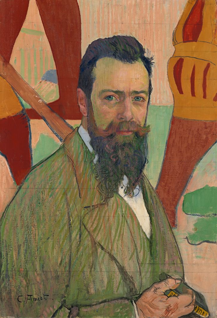 Cuno Amiet, «Portrait de Ferdinand Hodler devant son tableau de la Retraite de Marignan», 1898 (1re version), tempéra et huile sur toile. Estimation: 250’000 – 400’000 francs.