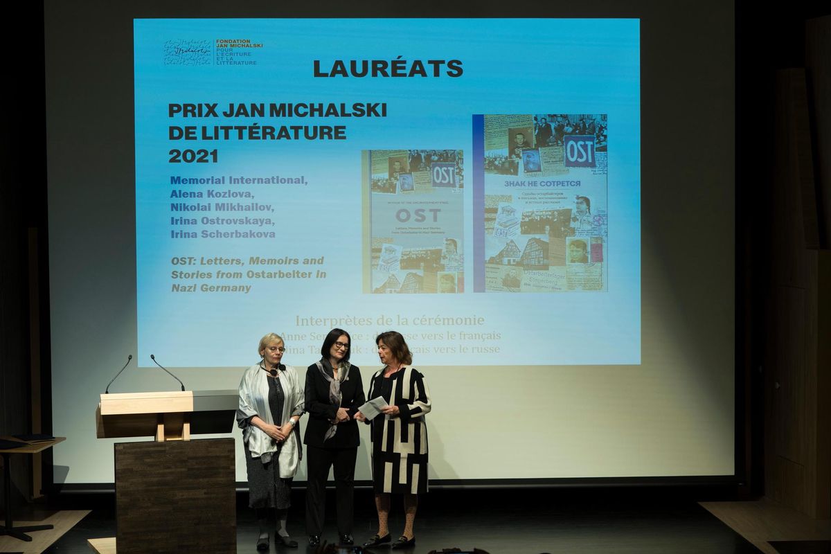 Le Prix Jan Michalski de littérature 2021 a été remis mardi à Montricher à l’ONG russe Memorial International.