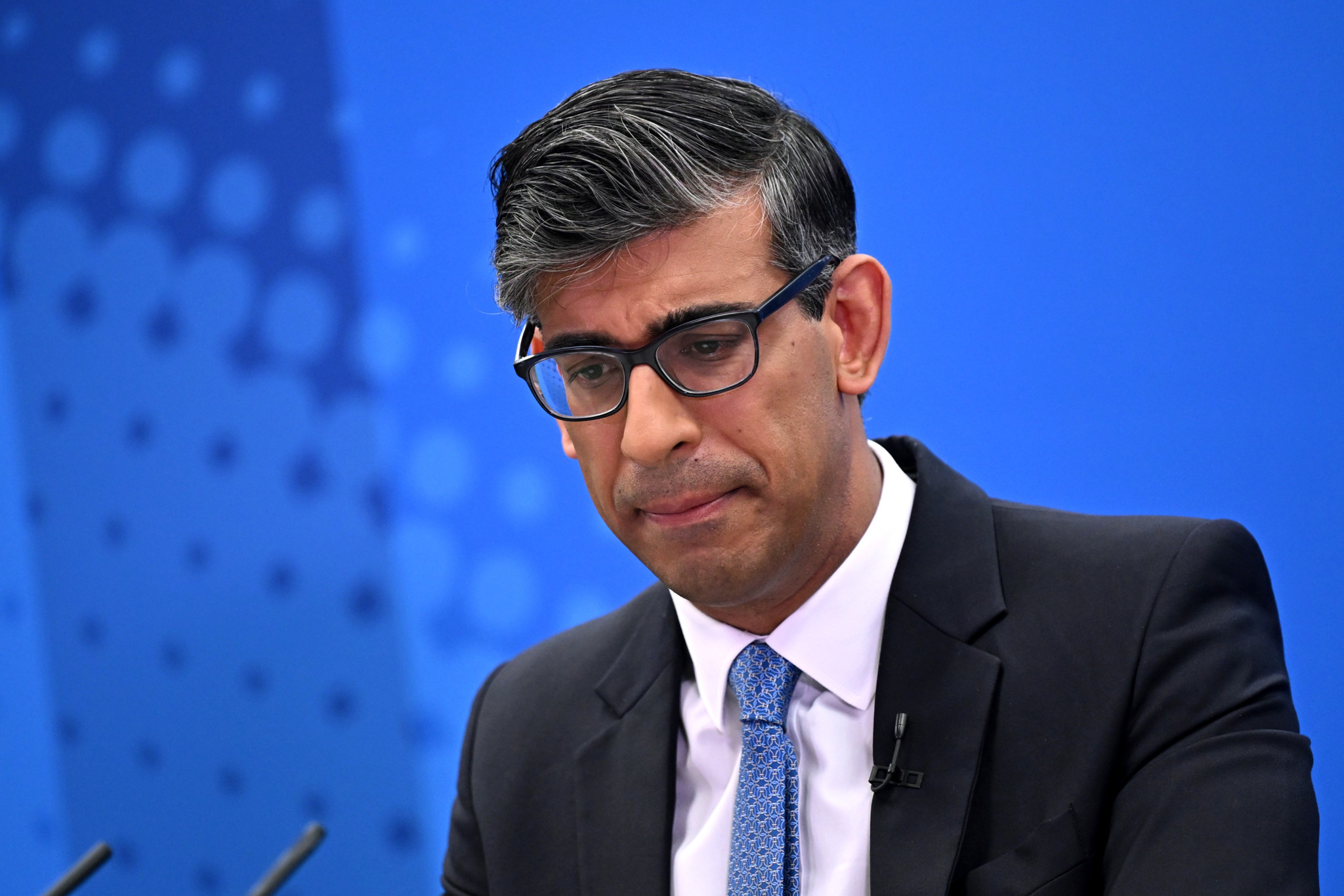 RHYL, WALES - JUNE 21: Prime Minister Rishi Sunak speaks during the launch of the Welsh Conservatives General Election manifesto on June 21, 2024 in Rhyl, United Kingdom. The Welsh Conservatives, led by Andrew RT Davies, hold 14 of the 40 Welsh seats in the UK Parliament, and 16 of the 60 seats in the Senedd. (Photo by Leon Neal/Getty Images)