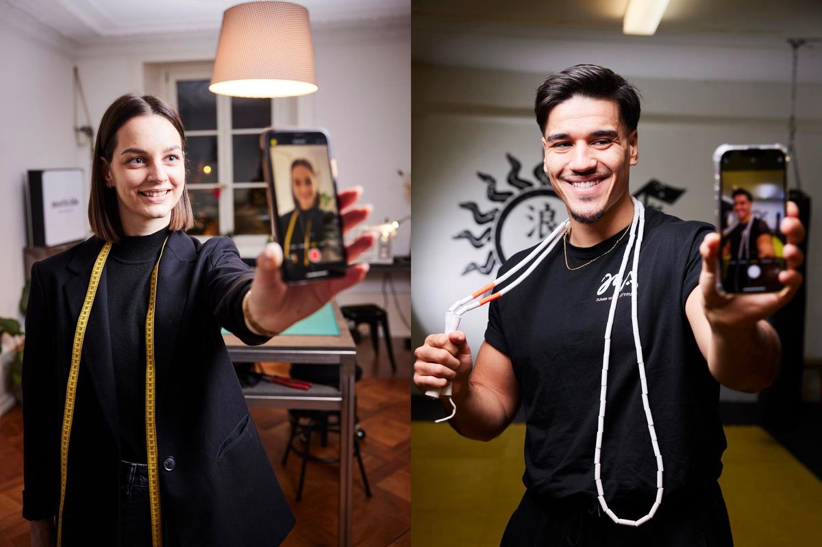 Mathilde et Samy, influenceurs en herbe, se filment et partagent leur routine en lien avec leur passion sur les réseaux sociaux.