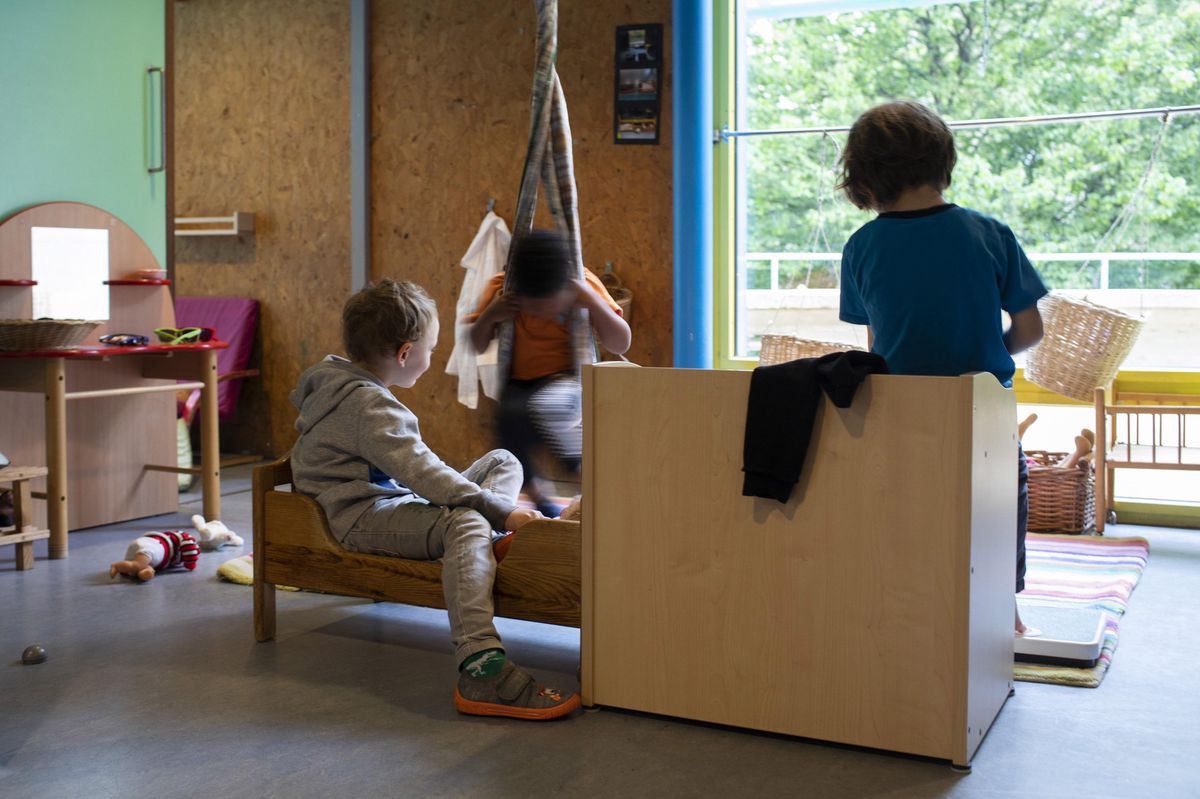Lausanne, le 6 juin 2019 . Centre de vie enfantine de Valency, Isabelle Sanou, coordinatrice, participera à la grève des femmes.Crèche, garderie. (C/odile meylan)