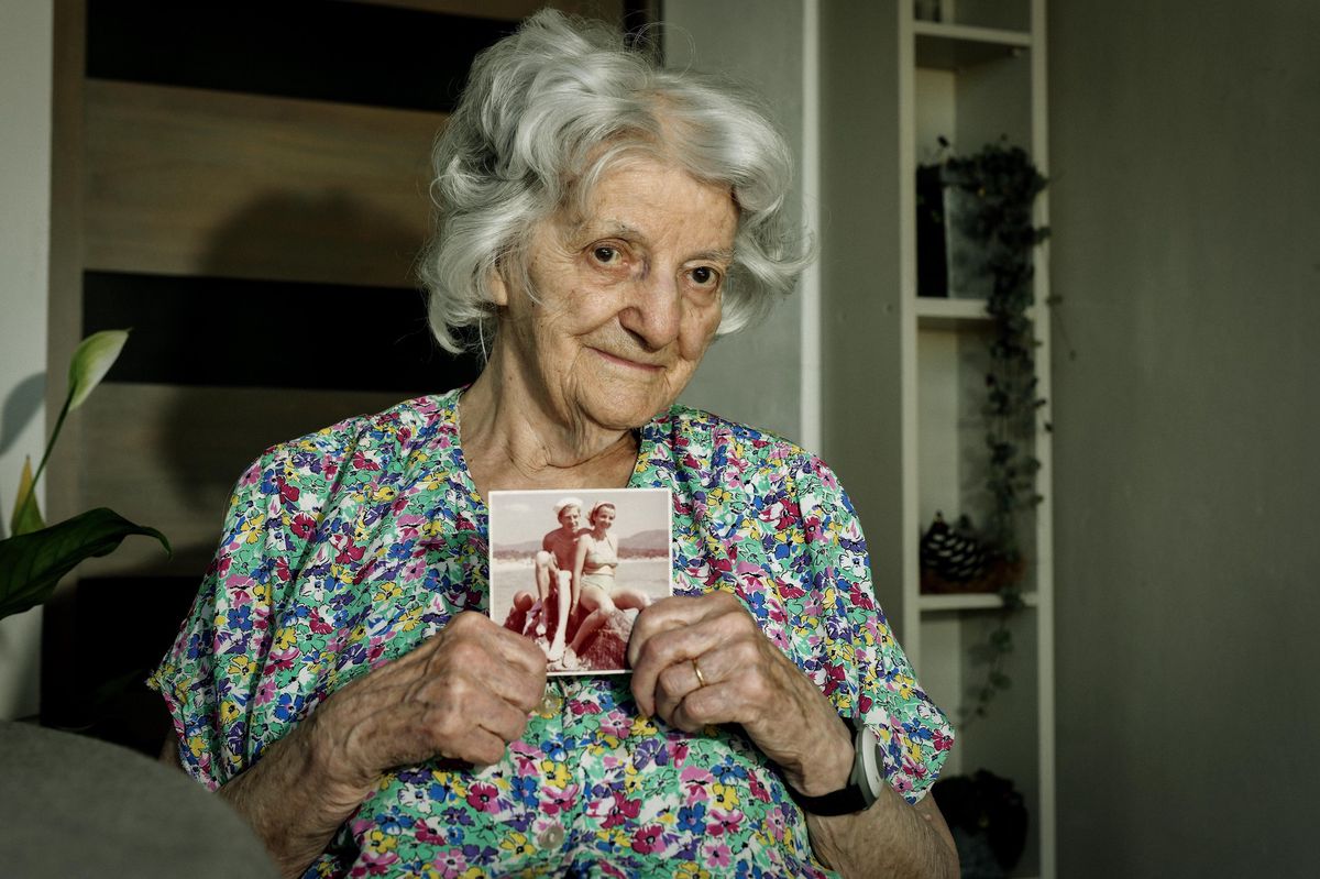 Dora Tribolet et son mari Georges lors de vacances à la mer.
