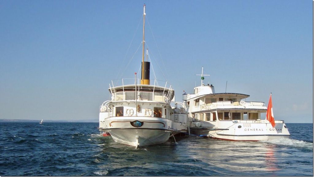 Le «Vevey» bloqué par une corde de funambule aux Eaux-Vives