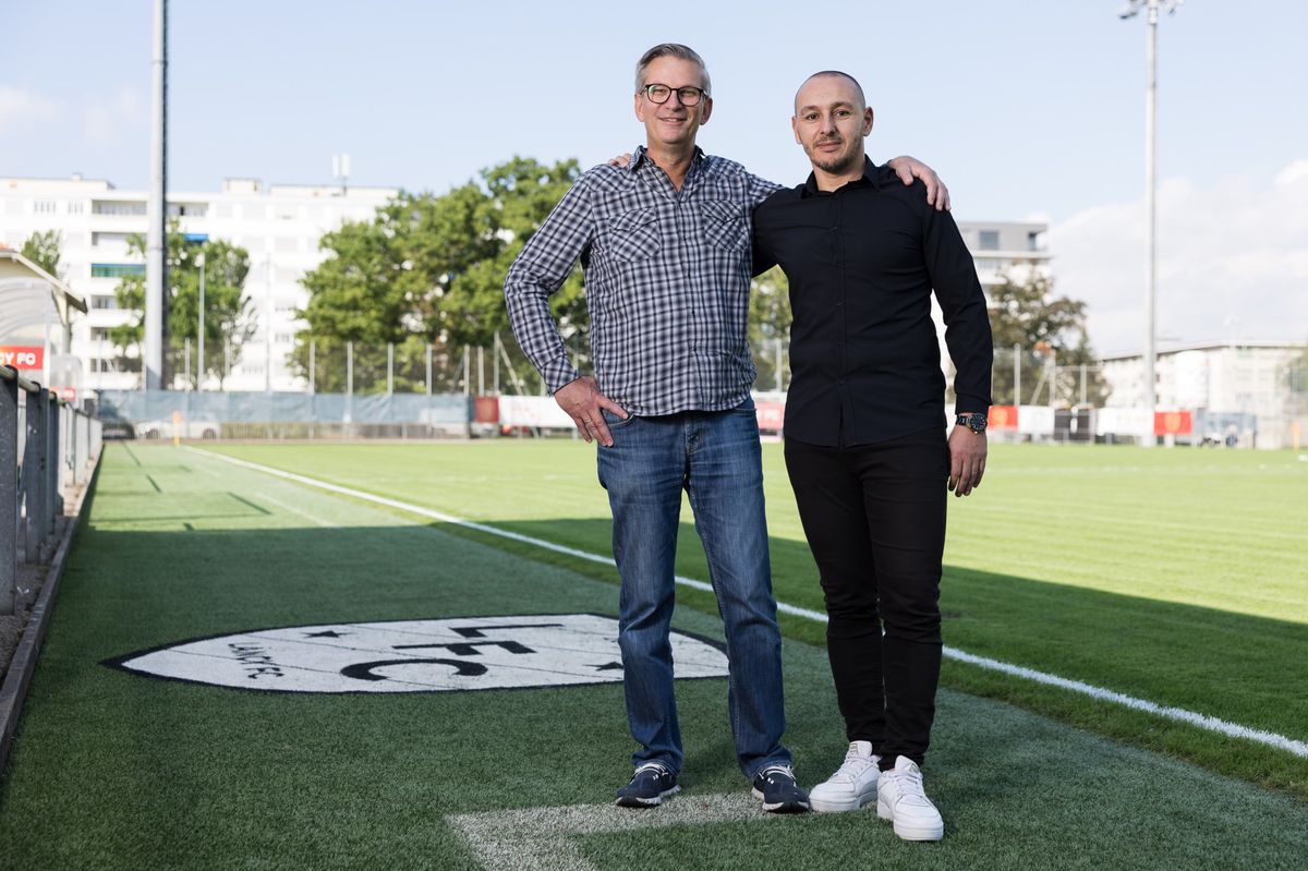 Portraits du president Didier Henriod et de l'entraineur Samir Boughanem, en marge de la rencontre de coupe suisse entre le Lancy FC et le FC Lugano, le vendredi 15 septembre 2023 au Stade de Marignac, a Lancy (Bastien Gallay / GallayPhoto)