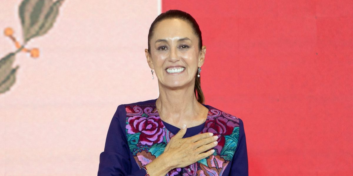 Mexico's presidential candidate for Morena party Claudia Sheinbaum celebrates following the results of the general election in Mexico City, on June 3, 2024. Claudia Sheinbaum was set to be elected Mexico's first woman president, exit polls showed, a milestone in a country with a history of gender-based violence. (Photo by Gerardo Luna / AFP)